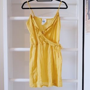 Anthropologie Mermaid Yellow Wrap Tank Dress